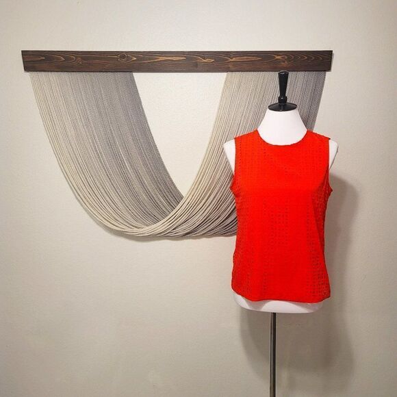 Cynthia Rowley Red Orange Laser Cut Tank Top Blouse Sz XS - Picture 1 of 5